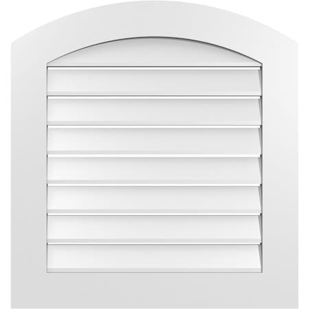 Ekena Millwork Arch Top Surface Mount PVC Gable Vent: Non-Functional, w/ 3-1/2"W x 1"P Standard Frame, 28"W x 28"H GVPAR28X2801SN